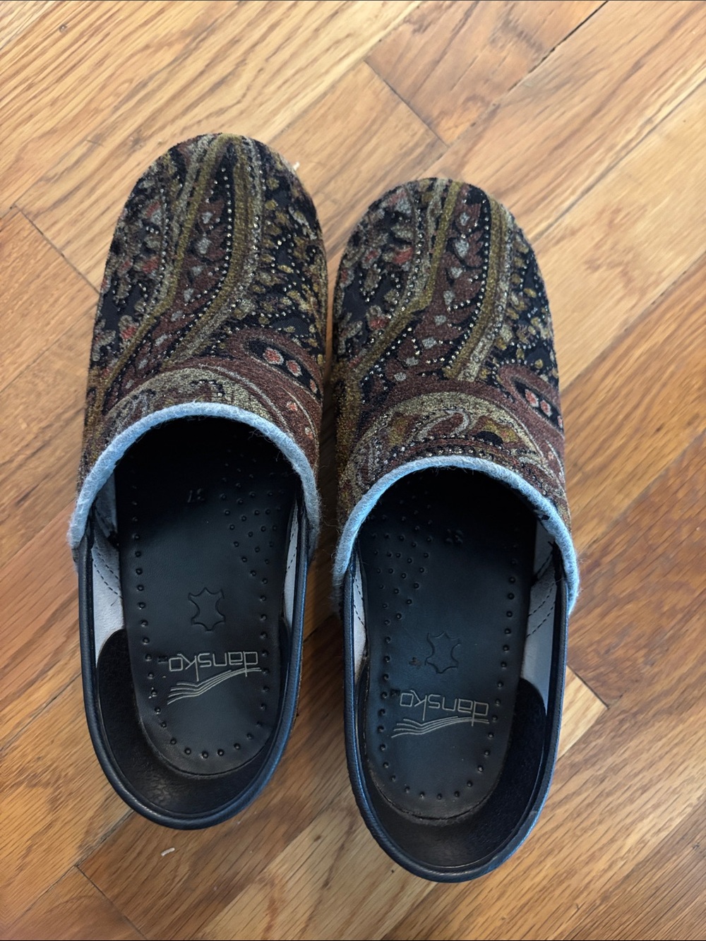 Dansko Paisley Slip-On Loafers in Brown and Black